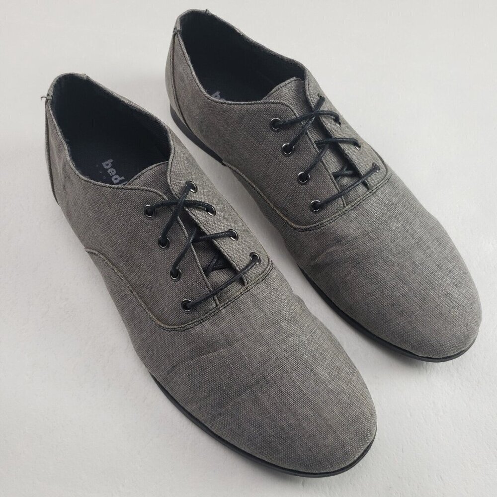 Bed Stu Canvas Oxford Shoe Mens 12 Gray Lace Up Casual Dress Loafer